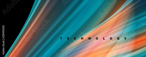 Modern rainbow liquid color flow colorful poster. Wave Liquid shape in black color background. Abstract composition