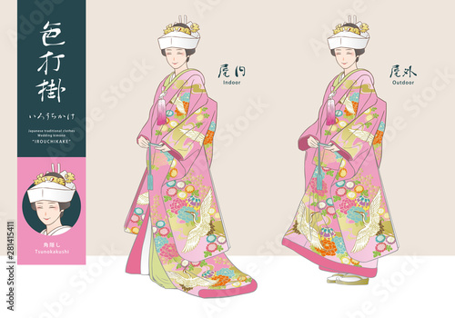 色打掛姿の女性のベクターイラストセット 角隠し ピンクベースの着物 Stock ベクター Adobe Stock 色打掛姿の女性のベクターイラストセット 角隠し ピンクベースの着物 Stock ベクター Adobe Stock