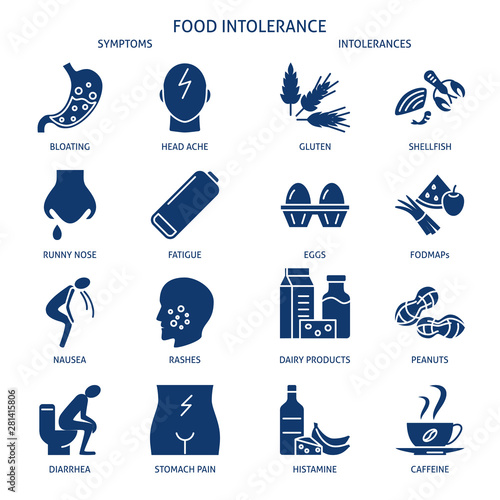 Food intolerance icon set in simple style