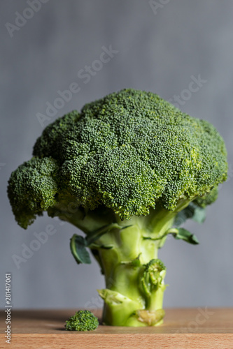 Broccoli on gray background