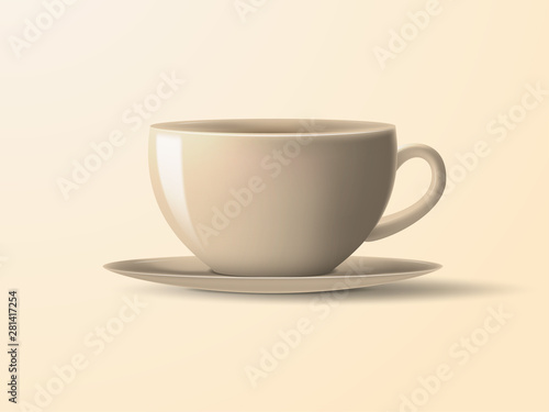A cup of coffee or tea. Decorative realistic design. Vector illustration.