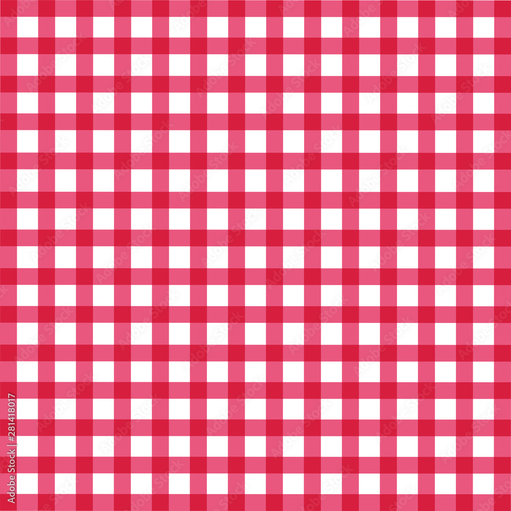 Red bright checkered tablecloth on the table Red bright checkered tablecloth on the table