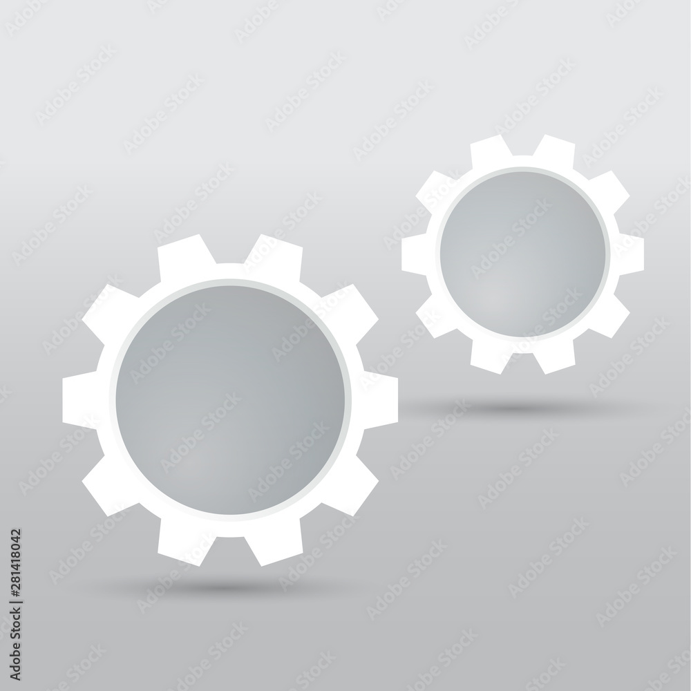 Gear bolts on a gray background with shadow Gear bolts on a gray background with shadow