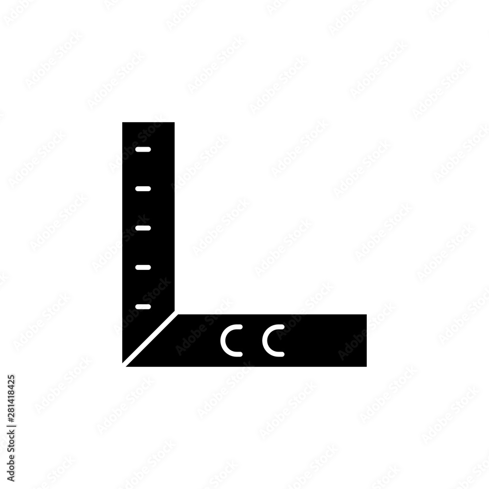 Obraz premium Geometry, ruler icon. Simple glyph, flat vector of construction tools icons for ui and ux, website or mobile application