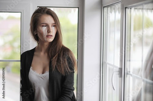 Beautiful girl with tears in her eyes. Young girl with painted tears posing on camera. Girl for carnival with mask and makeup. Free Download Beautiful girl with tears in her eyes. Young girl with painted tears posing on camera. Girl for carnival with mask and makeup. - GFXLoad