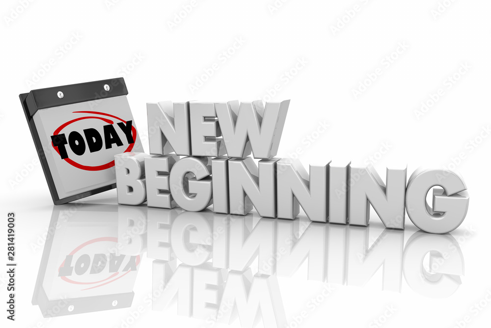 Fototapeta premium New Beginning Calendar Day Date Restart Again 3d Illustration