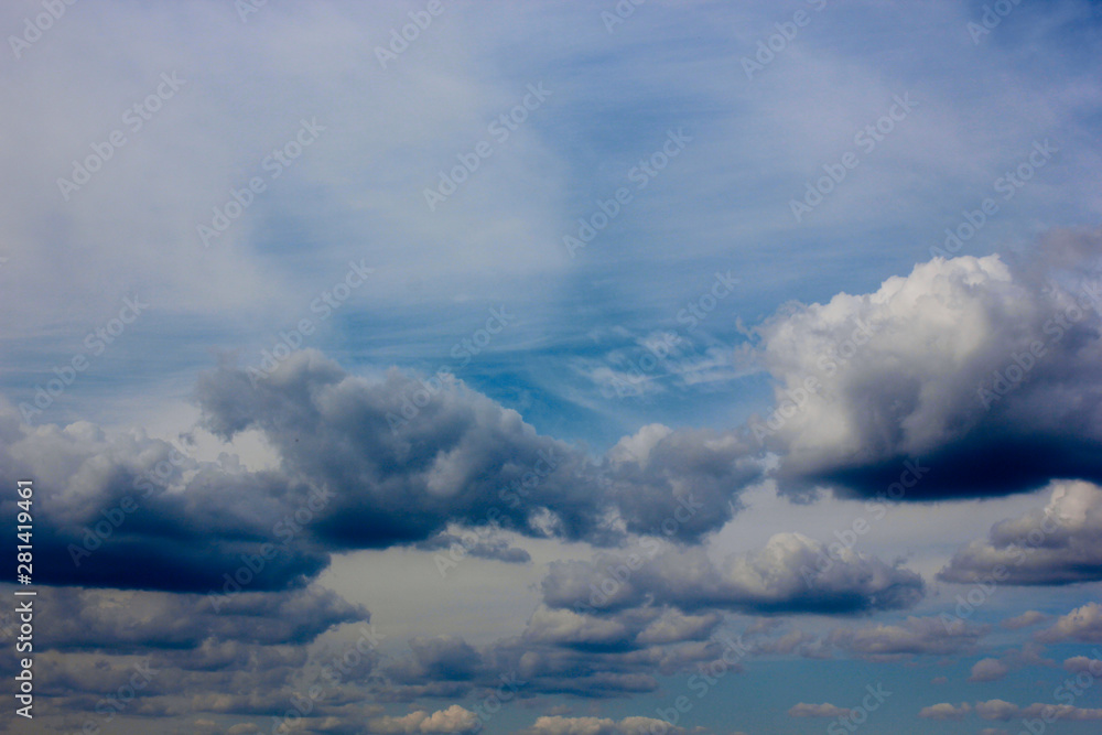 Beautiful the dramatic sky with clouds. Space for text in the template. 