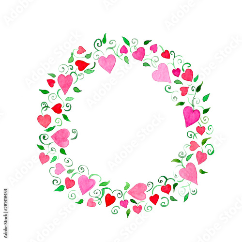 Wreath of pink hearts