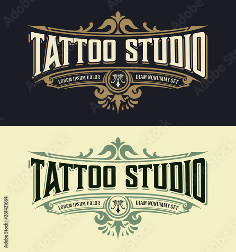Vintage Tatoo logo template. Vector layered