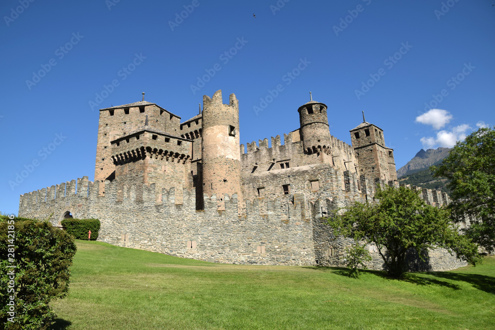 The castle of fenis in the mountains of the aosta valley - italy