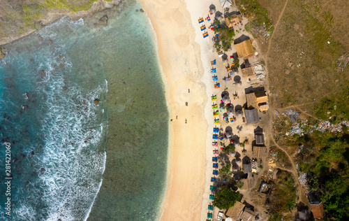 Top Down Aerial Shot Of Atuh Beach Thousand Islands at Nusa Penida, Bali - Indonesia photo