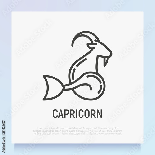 Capricorn thin line icon. Modern vector illustration of astrological sign for horoscope.