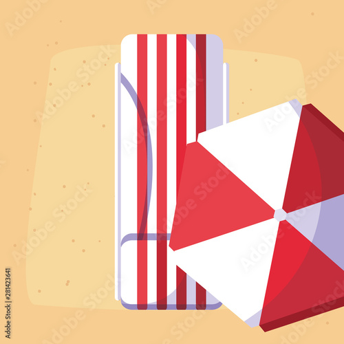 sunbed umbrella summer time vacations design
