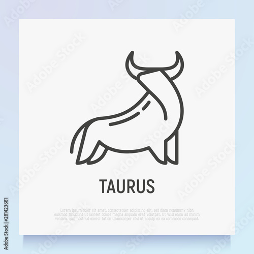 Taurus thin line icon. Modern vector illustration of astrological sign for horoscope.