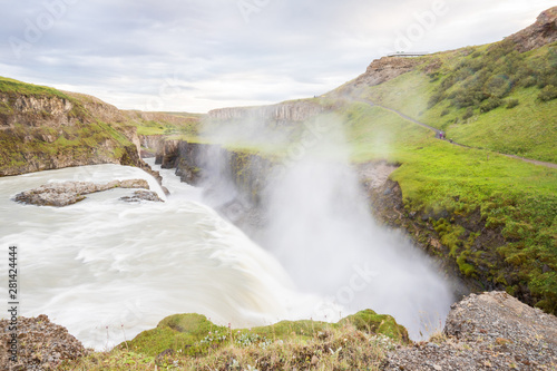 Golden Circle  Iceland  Gullfoss waterfall and canyon  Golden Falls 