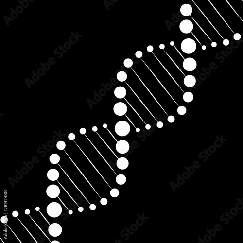 Illustration of spiral DNA cells on black background
