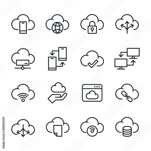 Cloud Storage - Line Icons Set