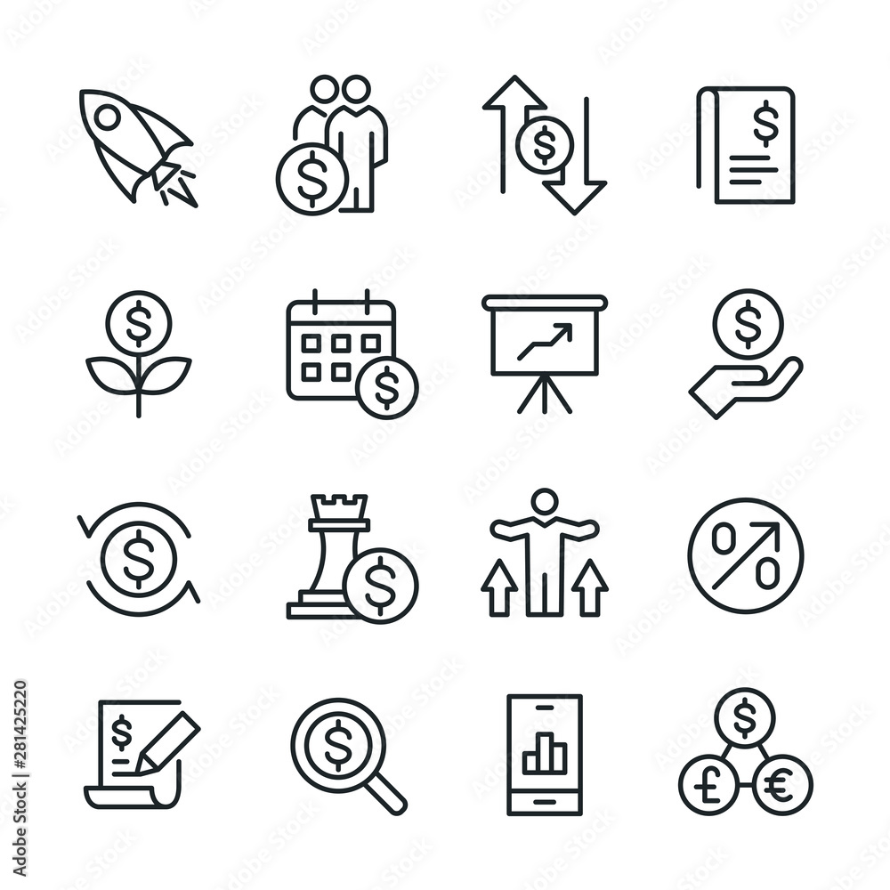 Fototapeta premium Finance and Business - Line Icons