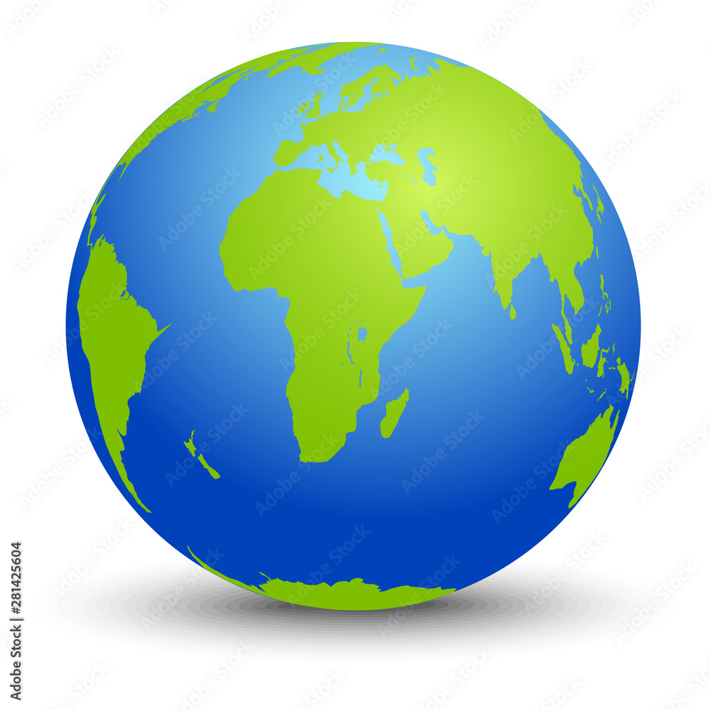 Naklejka premium Vector illustration of realistic 3d earth globe with shadow