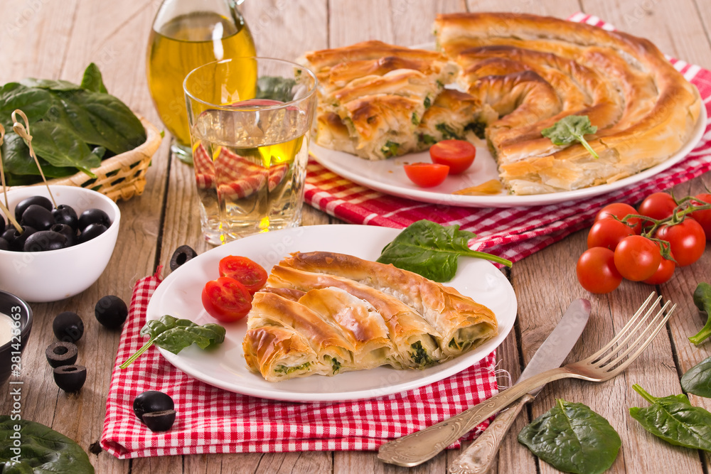 Spanakopita, greek spinach pie. Spanakopita, greek spinach pie.