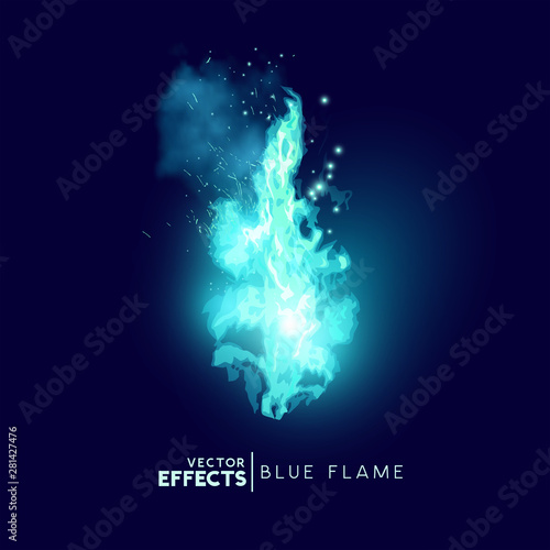 Mystical Blue Fire Flames Vector