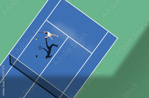 Tennis Match On A Hard Court