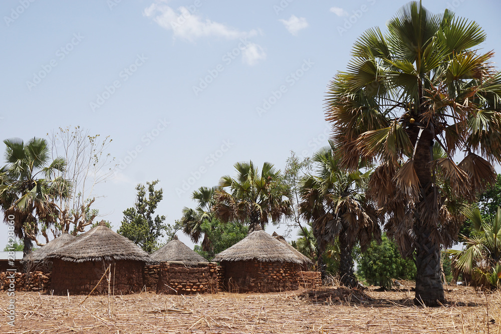 Small village with mud huts in the savanna of Togo, West Africa Stock Photo  | Adobe Stock