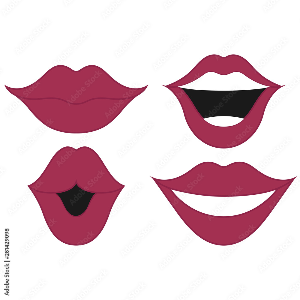 Set of lips emotion on a white background Set of lips emotion on a white background