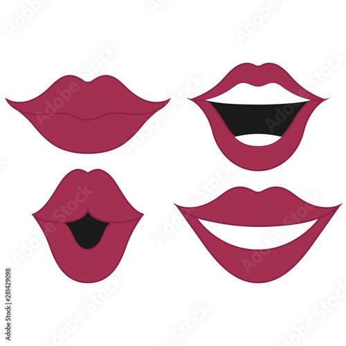 Set of lips emotion on a white background