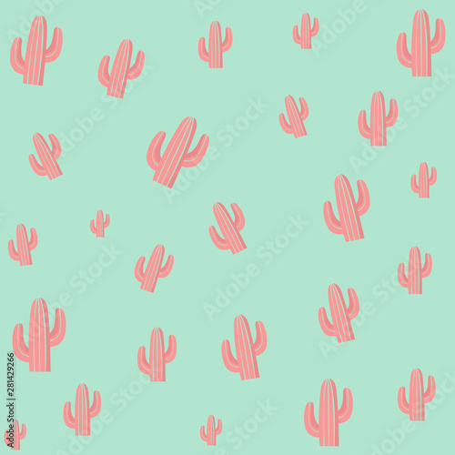 Background of pink cacti on green background © Иван Чорный