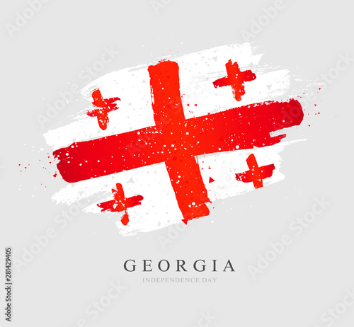 Flag of Georgia. Vector illustration on gray background.