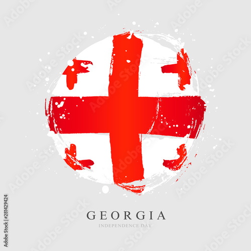Georgian flag in the form of a large circle.