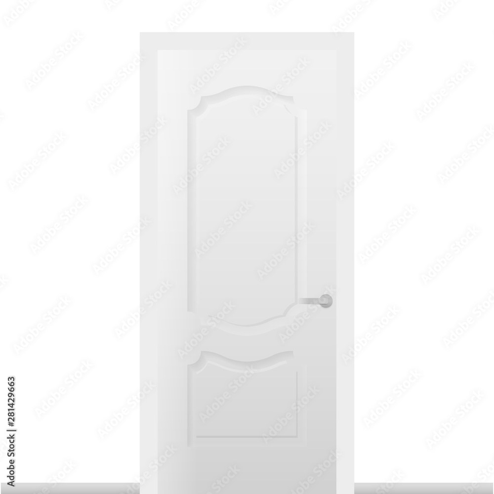Realistic white-gray door on a white background. Realistic white-gray door on a white background.