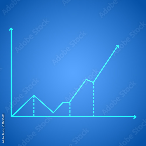 Vector illustration chart with an arrow on a blue background