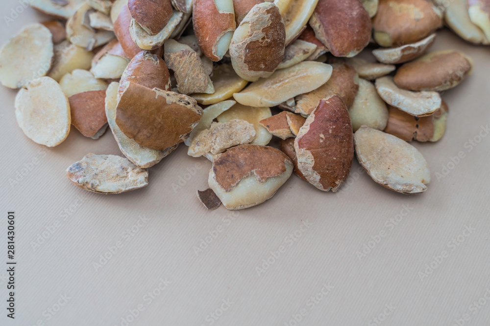 Nigerian Ogbono seeds used for making soups on brown background
