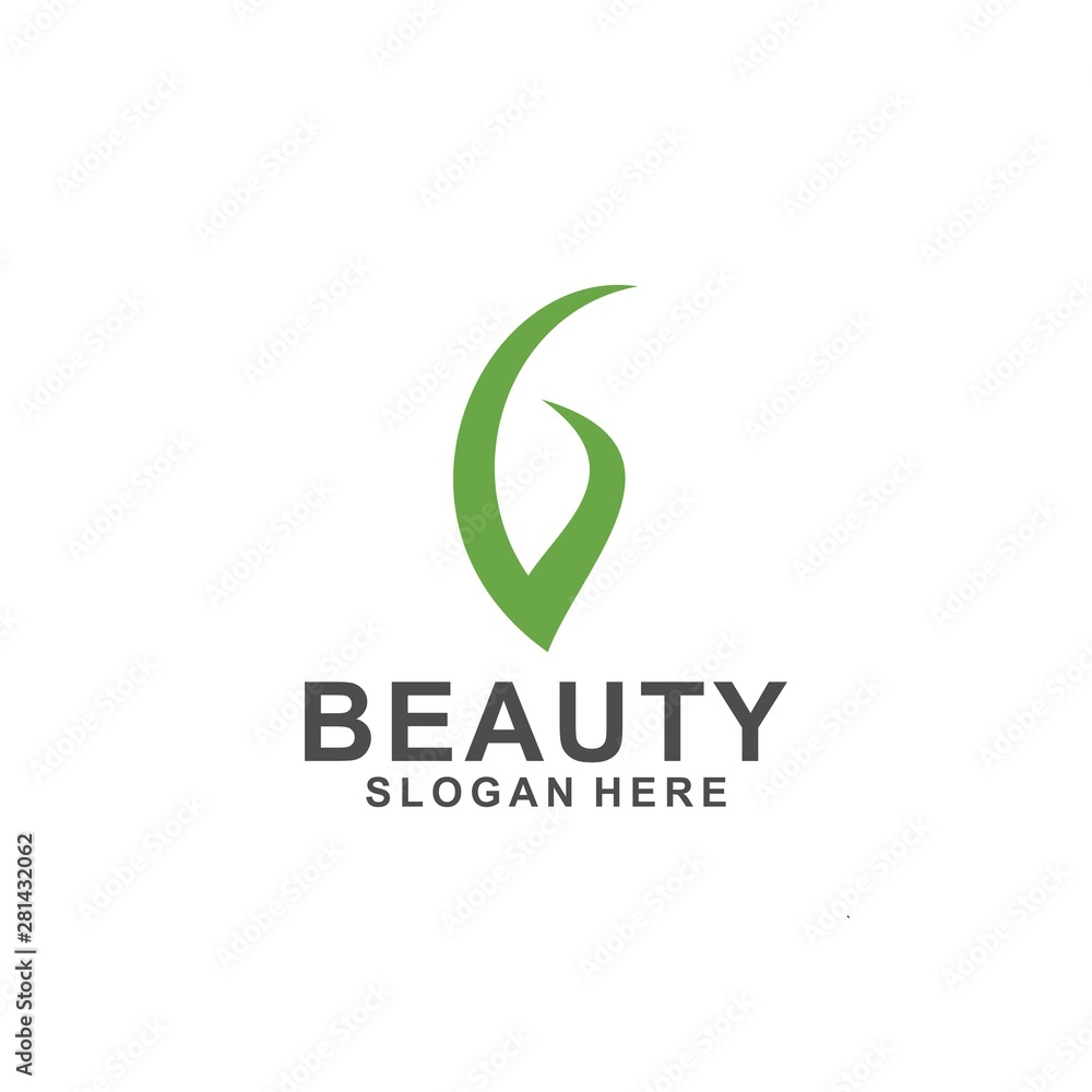 letter b nature logo template, beauty design vector