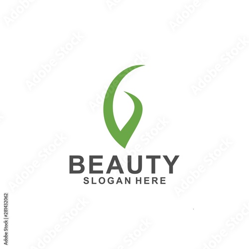 letter b nature logo template, beauty design vector