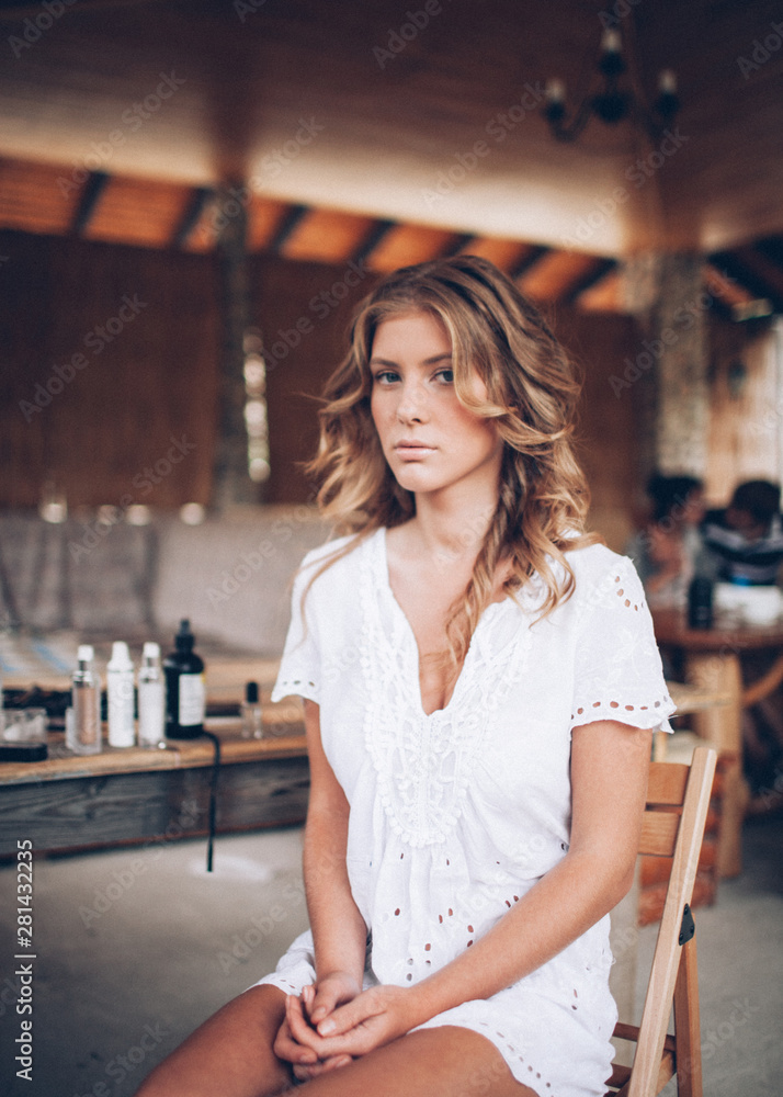 Pretty bride getting ready for wedding day Pretty bride getting ready for wedding day