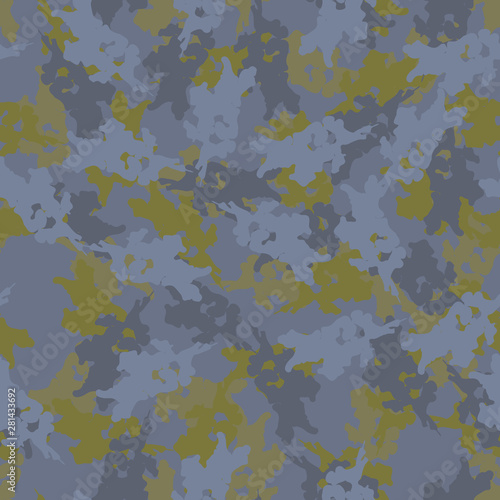 Urban camouflage of various shades of green and blue colors
