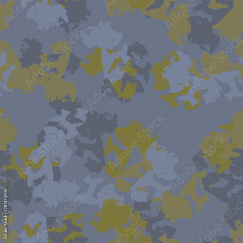 Urban camouflage of various shades of green and blue colors