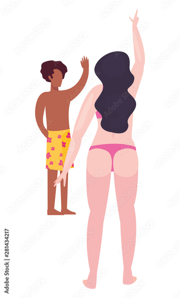 woman and man summer time vacations design