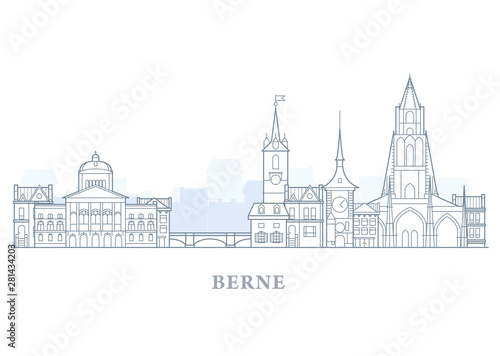 Berne cityscape  Switzerland - old town view  city panorama with landmarks of Berne