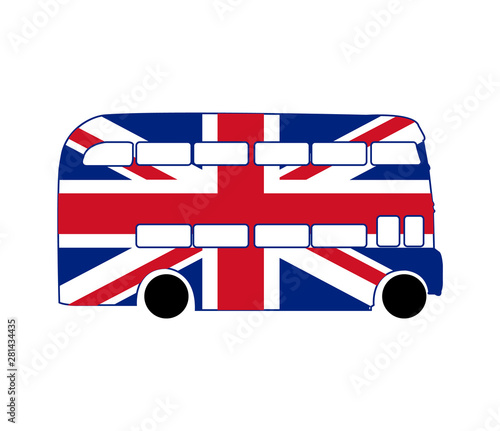 double decker bus with british flag