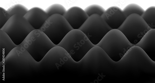 Black soundproof foam sheet for the studio. Vector realistic file.