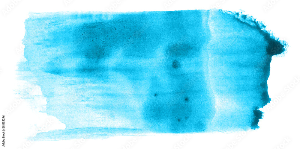 Abstract watercolor background hand-drawn on paper. Volumetric smoke elements. Cyan blue color. For design, web, card, text, decoration, surfaces. Abstract watercolor background hand-drawn on paper. Volumetric smoke elements. Cyan blue color. For design, web, card, text, decoration, surfaces.