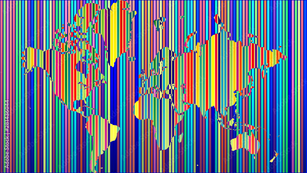 Illustration of globe map with geometric shapes pattern imposed. Illustration of globe map with geometric shapes pattern imposed.