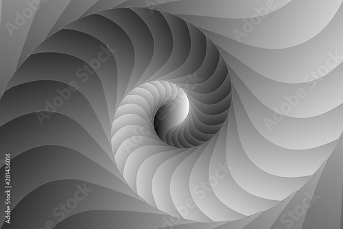Infinite geometry fractal background of black and white spiral jigsaw puzzle