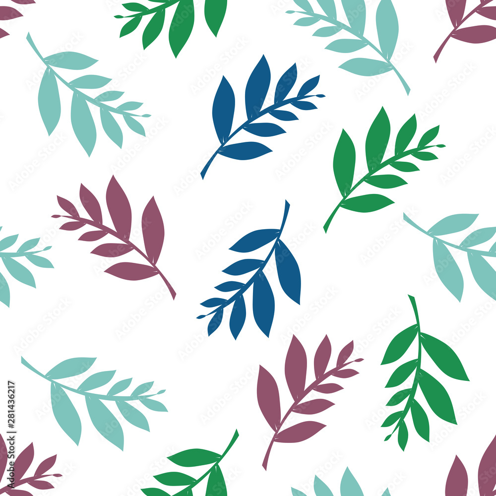 Seamless pattern with fourcolored leaves Seamless pattern with fourcolored leaves