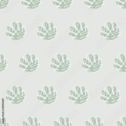 Seamless pattern with white and grey leaves