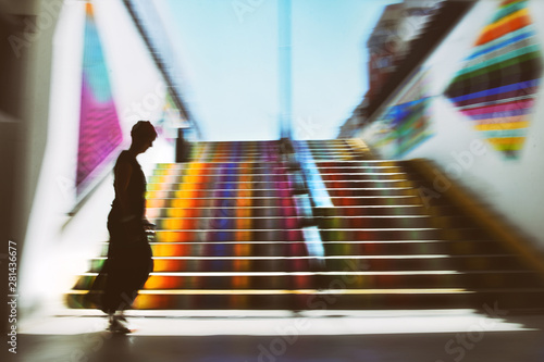 Out of time. Creative street photography . Urban experimental motion blur photo in Constanta city , Romania